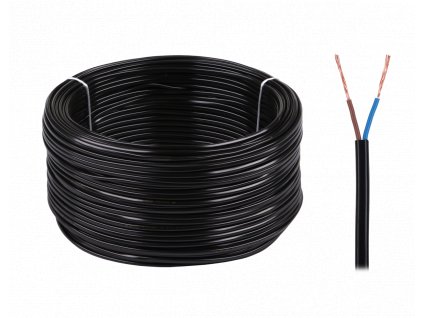 Elektrický kábel H03VVH2-F 2x0,5 300/300V čierny-100m (oválny)