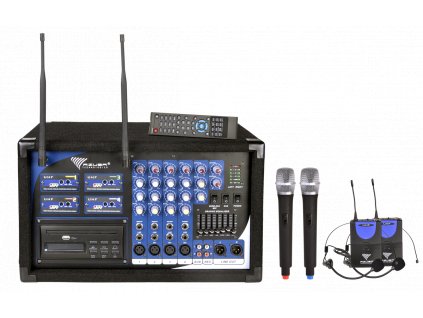 Mikrofón 4 kanály PA-180 UHF  (2 ručné + 2 náhlavné mikrofóny)