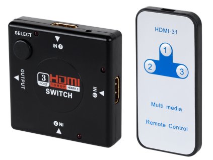 HDMI rozbočovač 3/1 s diaľkovým ovládaním