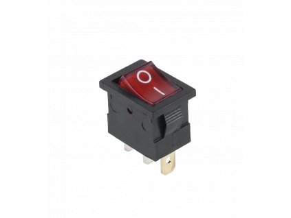 Kolískový vypínač 12V mini 3pin červený PRK0020B