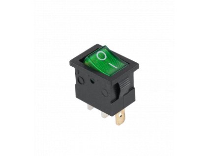 Kolískový vypínač 12V mini 3pin zelený PRK0020D