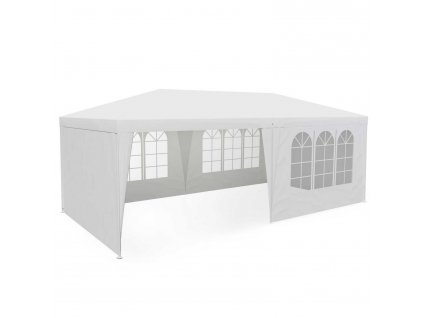 Záhradný pavilón 6 stien 3 x 6 m biely Plonos