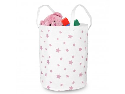 Košík na hračky - biely s hviezdičkami