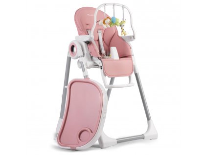 Detská jedálenská stolička Belo ružová + hrazdička