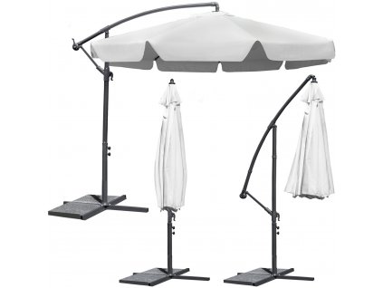 Slnečník na terasu 350cm sivý 200g/m2