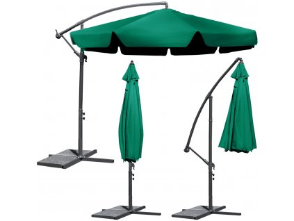 Slnečník na terasu 350cm zelený 200g/m2