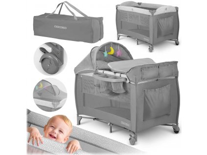 Cestovná postieľka 125x65x78cm RK-242 šedá