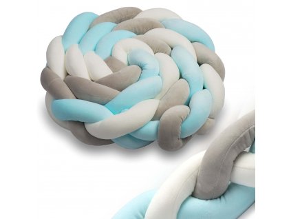 Pletenec do postieľky Ricokids 2m - modro-šedý