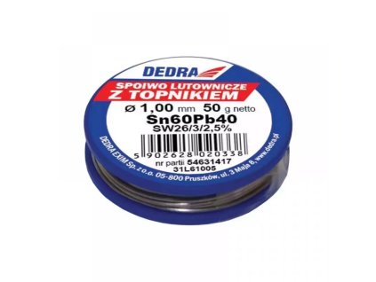 pol pl Lut z topnikiem spoiwo lutownicze DEDRA 31L61005 1 0mm 50g 60 SN Pb40Sn60 26313 1