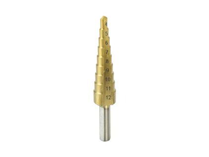Stupňovitý vrták do kovu HSS TiN 4–12 mm DED-WMST0412