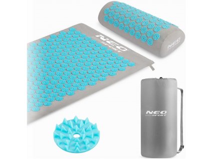 Mata do akupresury z kolcami Neo-Sport NS-900 szaro-turkusowa