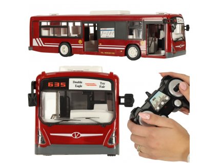 RC autobus na diaľkové ovládanie s dverami červený