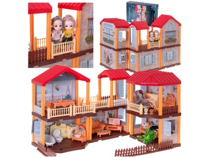 Domek dla lalek willa czerwony dach oswietlenie 107498%282%29