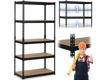 Kovový regál 183 x 90 x 45 cm Humberg HR-700 čierny