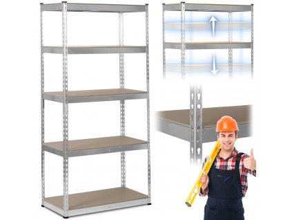 Kovový regál 183 x 90 x 45 cm Humberg HR-700 strieborný