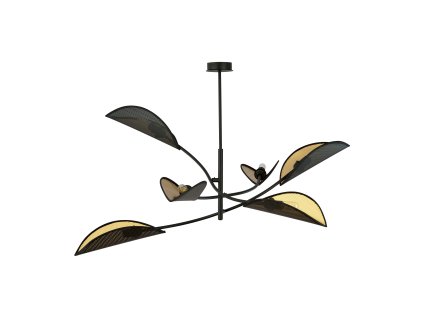 Čierna-zlatá závesná lampa 6x40W E14