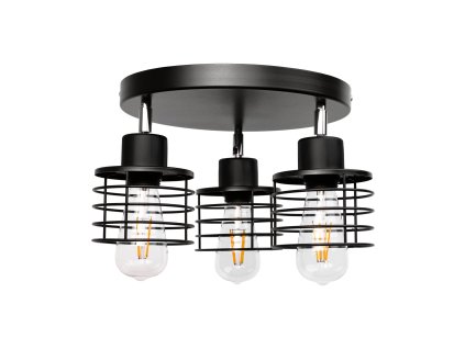 Čierne stropné svietidlo ISLA E27, 3x60W, nastaviteľné