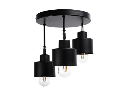 Čierne stropné svietidlo s 3 pohyblivými hlavicami