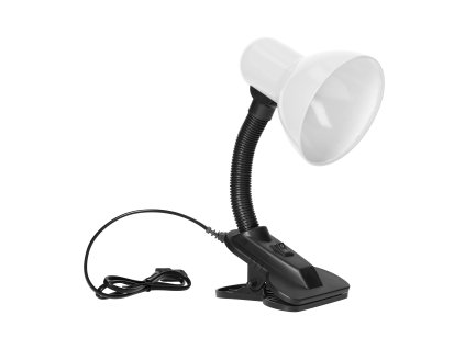 Biela stolná lampa s klipom a E27 päticou