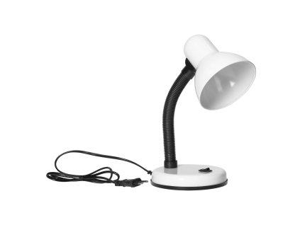 Biela stolná lampa E27, 40W, oceľ/plast