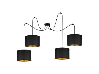 Čierne závesné svietidlo E27, 4x60W