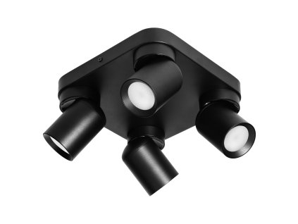 Stropné svietidlo 4xGU10, čierne, IP20, štvorcové