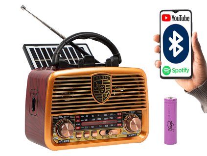 Solárne prenosné rádio AM/FM s Bluetooth
