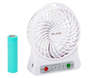 USB stolný ventilátor s akumulátorom biely