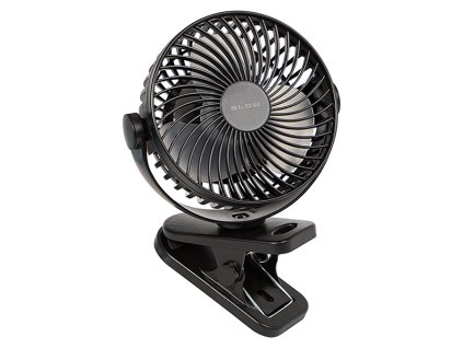 Stolový ventilátor s klipom a USB, čierny
