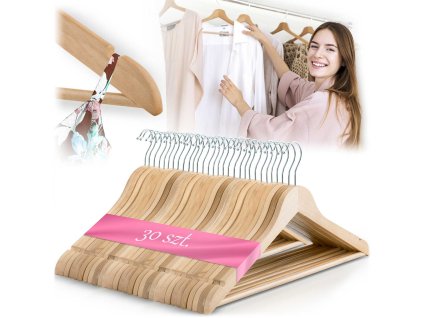 Vešiaky drevené 30ks. MS-858 Massido