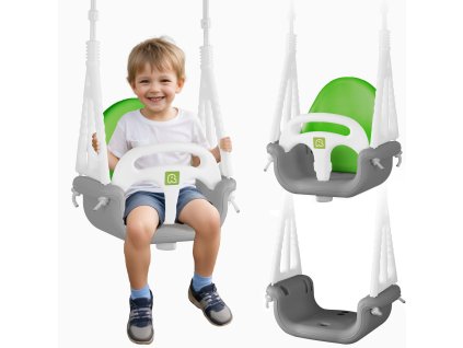 Vedierková hojdačka Sloník 3v1 Ricokids sivá zelená