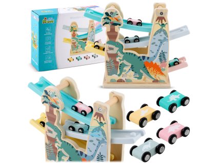 Drevená hračka šmykľavka s autíčkami RK-867 Ricokids