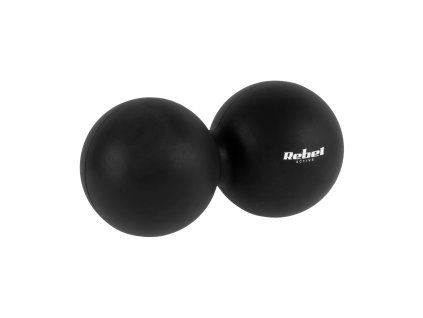 Duoball dvojitá masážna loptička 6.2cm, čierna farba, silikónový materiál, REBEL ACTIVE