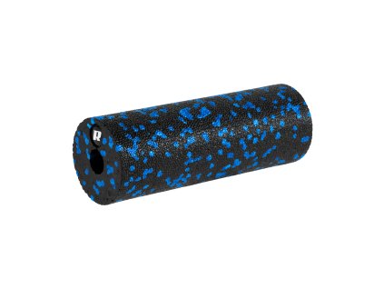 Mini valček na masáž, hladký penový roller 5x15cm, čierno-modrá farba, materiál EPP, REBEL ACTIVE