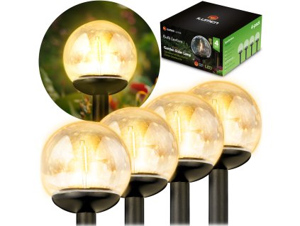Solárna lampa priehľadná guľa 4ks Ilumen LS-103