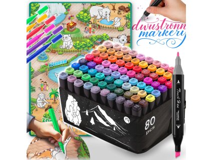 Podložka na maľovanie 90 x 120 cm + alkoholové fixky 80 ks Ricokids