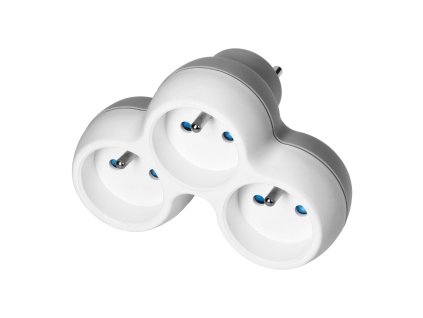 Rozbočovač zásuviek 3x2P+E, biely-sivý