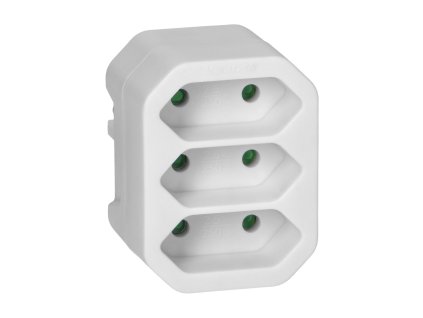 Biely elektrický rozdeľovač 3x2P, 20ks balenie