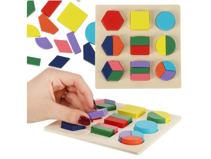 Drevená vzdelávacia hračka match shapes 18el