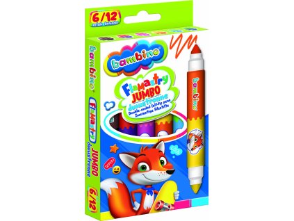 BAMBINO Obojstranné fixky Jumbo 6 ks/12 farieb