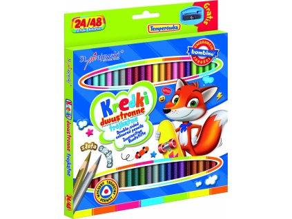 BAMBINO Kredki szkolne trojkatne dwustronne 24 48 kolory temperowka 138269