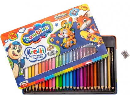 BAMBINO Pastelky drevený rám kovová krabička