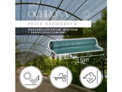 SN0048 ZELENÁ TIENIACA SIEŤ 65 GSM 1,5 X 10 M 50 PÁSIKOV