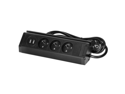 Čierna zásuvka s USB nabíjačkou a držiakom