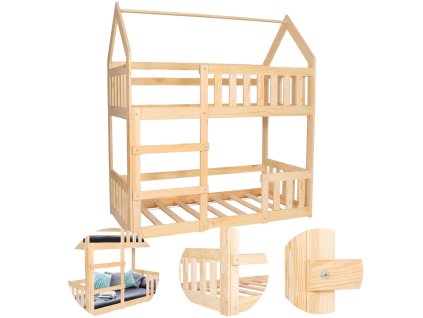 BD0011 POSCHODOVÁ POSTEĽ DOMČEK PRÍRODNÁ 160x80