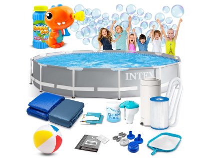 Záhradný bazén s rámom 366 x 76 cm 16v1 INTEX 26712 + stroj na bubliny ZDARMA