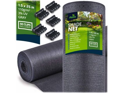 Tieniaca sieť 1,5x25m 110g/m2 + 50 svoriek šedá