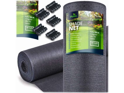 Tieniaca sieť 1,5x50m 110g/m2 + 50 svoriek sivá