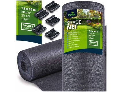 Tieniaca sieť 1,2x50m 110g/m2 + 50 svoriek sivá