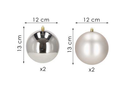 Nerozbitné vianočné gule 12 cm 4 ks strieborné S-CA1183